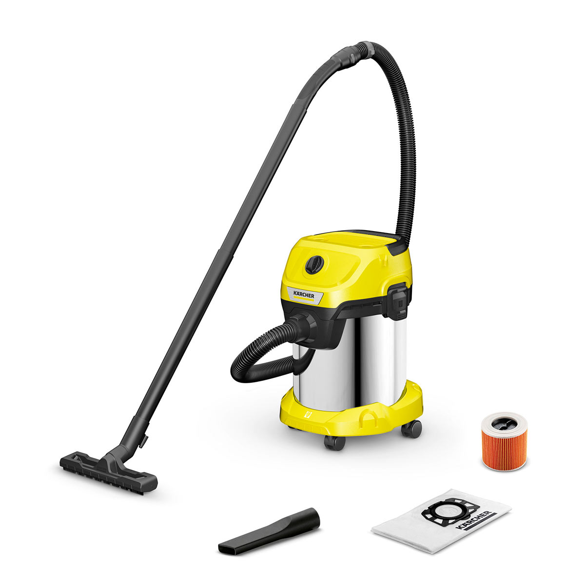 Пылесос Karcher WD 3 S V-17/4/20 CAR для уборки автомобиля, в мастерской,  гараже, всасывание жидкости, функция выдува, бак 17 л