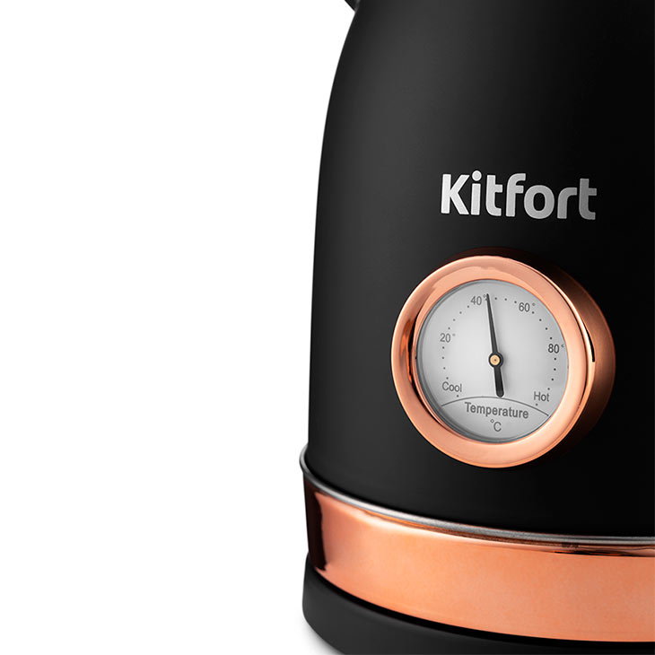 Встроенный термометр у Kitfort KT-6102-2, чёрный с золотом
