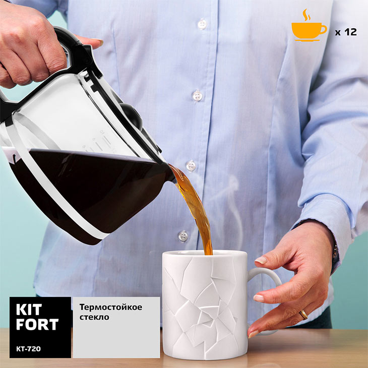 Прозрачный корпус кофейника у Kitfort KT-720